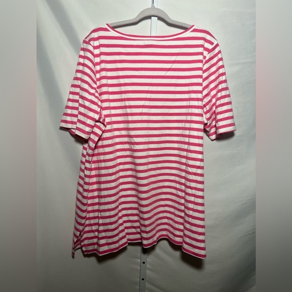 Kim Rogers Perfectly Soft Pink Striped Short Sleeve Top - Picture 2 of 6